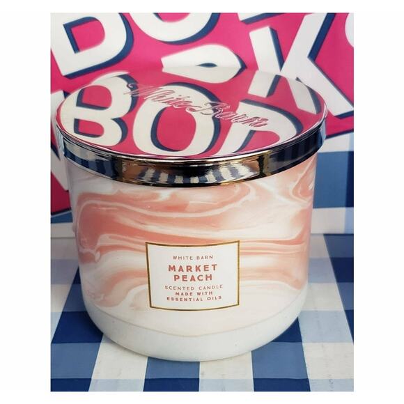 BBW Market Peach Large 3 Wick Candle Sweet Home Fragrance Decor - Picture 1 of 2